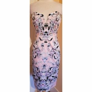 Asos Strapless Bustier Floral Sheath Dress